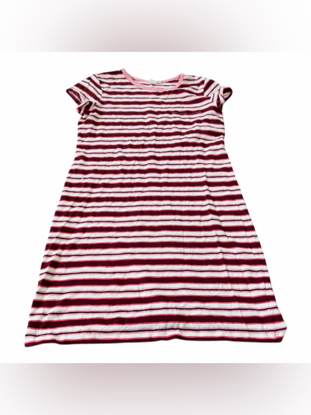 Gap Women’s Pocket T-Shirt Dress, Size Medium, Pink White Striped